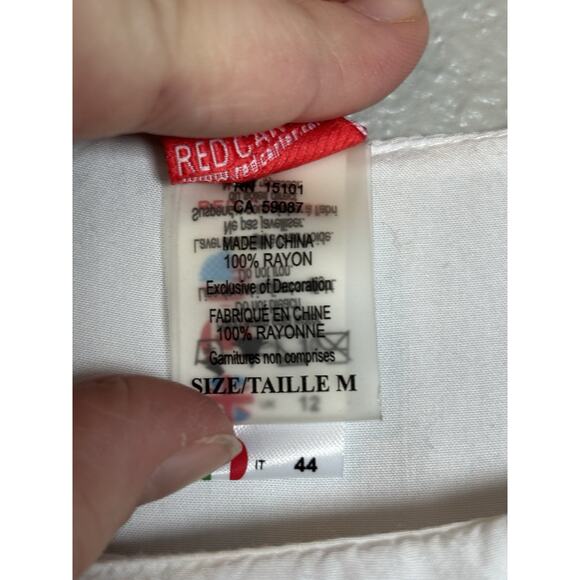 Anthropologie‎ Red Garter Open Shoulder Cover Up Dress White Womens Medium 8 - Picture 5 of 10